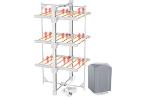 KALAHOL 3-Tier Electric Heated Clothes Airer with Cover - 24 Bars, Energy-Efficient Heated Clothes Dryer, Portable Foldable Laundry Clothes Horse, Indoor Laundry Dryer Rack for Fast Drying Wet Clothes