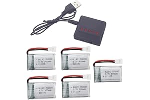 ZYGY 5PCS 3.7V 300mAh lithium battery with 5-in-1 charger for Syma X11 X11C Wltoys V911S A120 XK A150 V966 FX801 UDI U830 U816A Hubsan X4 H107L DFD F180W F180C HS170 HS170C Drone