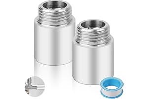 YFLeomry 2 Stück Hahnverlängerung 1/2-Zoll 30mm Edelstahl Verlängerung Fitting, Duschkopf Verlängerung, Wasseranschluss Verlängerung für Wasserhähne, Eckventile & Duschköpfe