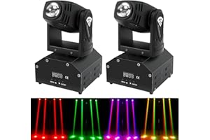 Leleght 2pcs LED Moving Head Lights DJ Lighting with d-mx512 Sound Activated RGBW Beam Light for Disco Party Club Stage Band Lighting Shows