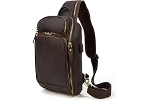 newsbirds Zaino Monospalla Uomo Vera Pelle Borsello Uomo Pelle Tracolla Spalla Sling Bag Crossbody Bag Borse Petto per Trekking Viaggi Lavoro Scolastici