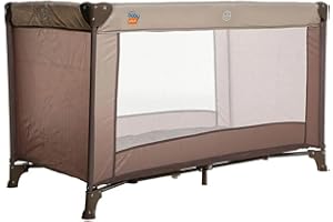 ebebek baby plus Eco Travel Cot | Lightweight, Fast Folding & Compact, with Travel Bag | Quilted Breathabl, Anti allergenic Firm Foam With Toddler Cots 76 x 123 x 64 cm (Beige)