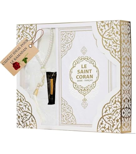 Coffret Cadeau Musulman Imani Aksa - Tapis Prière, Tasbih 99 Perles & Miswak (Noir)