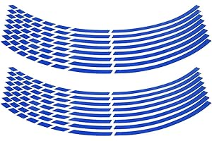 KIMISS Pegatinas Reflectantes para Ruedas de Moto y Bicicleta 16-18 Pulgadas - 16 Piezas, Accesorios Decorativos de Cinta Adhesiva (Azul)