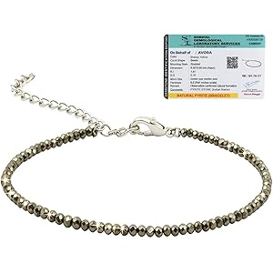 AVORA Raw Pyrite Anklet for Women | Natural Stone Jewellery for Wealth, Luck & Protection | Certified Pyrite Crystal Payal | Spiritual Healing Jewellery Gift for Girls & Women