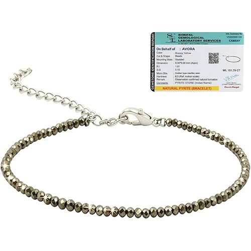 AVORA Raw Pyrite Anklet for Women | Natural Stone Jewellery for Wealth, Luck & Protection | Certified Pyrite Crystal Payal | Spiritual Healing Jewellery Gift for Girls & Women
