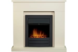 Adam Lomond Fireplace in Stone Effect with Colorado Electric Fire in Black, 39 Inch