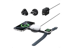 ‎ANKER Kompatybilna z Anker MagSafe bezprzewodowa stacja ładująca 3 w 1, ładowarka MagGo 15 W z certyfikatem Qi2, składana podróżna bezprzewodowa stacja ładująca do iPhone'a 16/15/serii (Czarny)