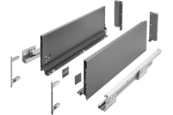 GTV - Système de Tiroirs Axis Pro, Ensemble de Tiroirs, Extraction Totale, Amortissement Intégré, Charge 40 kg, Tiroir Coulissant avec Fermeture Douce - Largeur 550 mm, Hauteur 168 mm, Anthracite