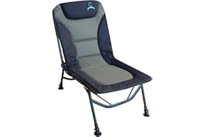 Carpzilla Portable Fishing Chair | XL Heavy Duty Camping Recliner Chair | Adjustable Legs | Ideal For Carp Fishing Equipment - Khaki Green