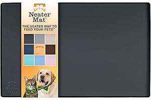 Neater Pet Brands Neater Mat - Tappetino impermeabile in silicone per animali domestici, protegge i pavimenti da cibo e acqua (Nero Notte, 48,3 x 30,5 cm Silicone)