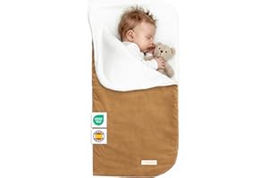 ‎MIMUSELINA MIMUSELINA Einschlagdecke Babyschale Winter Universal | 2-in-1 Fußsack (92x46 cm) & Decke (92x92 cm) | Weiche Baumwolle für Babyschale, Kinderwagen & Babybett (Latte)