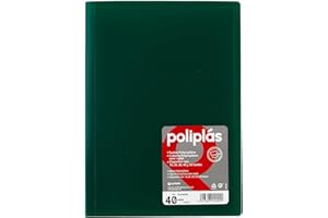 Grafoplas - Carpetas Fundas Plastico a4, Verde, 40 Forros Transparentes, Serie Poliplas Opaco, Fabricados en España, Tapas Flexibles, Perfecta para Archivar Documentos y Folios