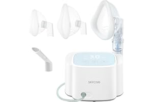 SKYCIVO Smart Nebuliser Machine for Adults and Kids, Intelligent Digital Display Nebulizer with Timer and Atomization Adjustment Function, Low Noise Compression Steam Inhaler for Home Use