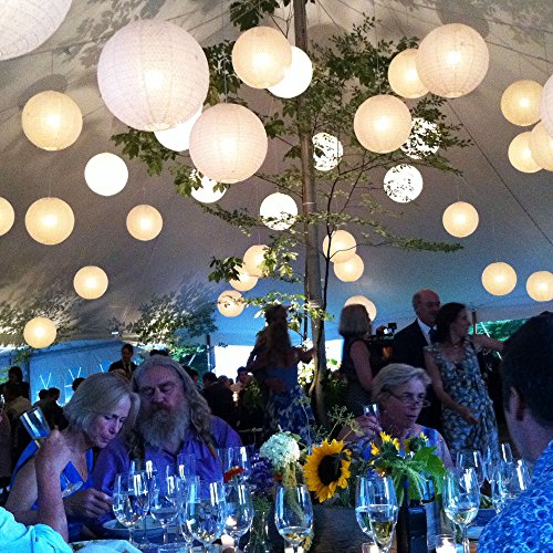 Set von 2 Runde Papier Laterne Hochzeit Party Dekoration 8″/20 cm (weiß) - 3