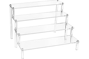 QWORK® Présentoir Acrylique à 4 Niveaux, 4mm d'épaisseur, 30x25x20cm - Présentoir Acrylique Transparent pour Figurines, Bijoux, Cupcake, Rouge à Lèvres, Vernis à Ongles, Épices