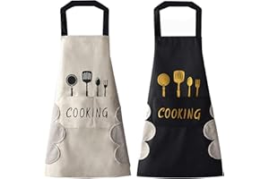 DILLMAN Women Kitchen Apron with Hand Wipe Pockets£¬Big Pocket,Hand-wiping, Waterproof for Cooking Baking