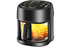 HIYAA Heißluftfritteuse/Air Fryer, 4.5L Smart Airfryer mit Full Touch Screen & Sichtfenster, 8 Programme, Garen und Backen ohne Fett, Hriteuse Heissluftfriteuse mit Einfache Reinigung, Upgrade Schwarz