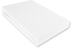 ‎JULIDO Julido Jersey Spannbettlaken 90-100x190-200 cm, Betttuch mit Gummizug, Bettlaken Weiß aus Baumwolle, Oeko-Tex Standard 100