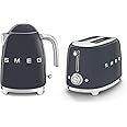 Smeg 50’s Style Retro Range Breakfast Set, 1.7L 3000W Kettle and Multi-Functional Control 2-Slice 950W Toaster, Slate Grey, KLF03GRUK/ TSF01GRUK