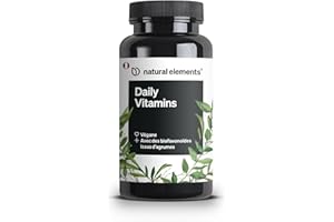 NATURAL ELEMENTS Daily Vitamins – 120 gélules multivitamines – vitamines de A à K – parfait pour sportifs – végane, hautement dosé, sans additifs inutiles – produit et contrôlé en laboratoire en Allemagne