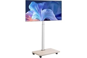 VEVOR rullbart TV-stativ TV-vagn för 812,8–1778 mm TV-apparater upp till 45 kg, 25° vänster-höger-rotation och höjdjusterbart