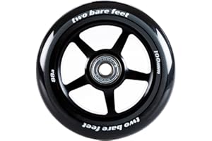 TWO BARE FEET TBF Alloy Series 100mm Stunt Scooter Wheels + ABEC9 // Fit TBF Slamm Razor MGP Grit JD Bug (5 Star Black Single)