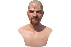 Applysu Old Man Mask Scary Realistic Full Head Old Man Wrinkle Mask Scary Halloween Costume Props for Masquerade