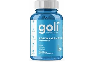 BLUKOO ASHWA Vitamin Gummy by Goli Nutrition - Ashwagandha Gummies - Relax. Restore. Unwind. (Mixed Berry, KSM-66, Vegan, Plant Based, Non-GMO, Gluten-Free & Gelatin Free - 60 Count) (Pack of 1)