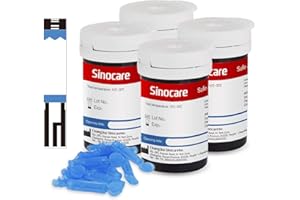 sinocare (Safe AQ) Blood Glucose Test Strips x100 & Lancing Devices x 100, Diabetes Test Strips No Need Code, for UK Diabetics Home Self-Testing