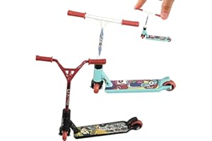 QIANEFFORT Tech Deck Finger-Scooter – Kunststoff-Mini-Scooter für Party & Training – gebogen rot + gerade weiß