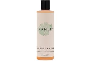 BRAMLEY PRODUCTS Bramley Bubble Bath (250ml), Lavender Bath Soak with Geranium & Sweet Orange Essential Oils, Vegan Natural Bubbles to Gently Cleanse & Soften