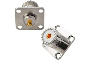 Boobrie 2 x UHF Femmina SO239 Connettore per Montaggio su Telaio a 4 Fori Flangia Adattatore per Pannello PL259 Maschio