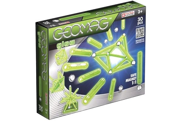 Geomag Classic 335 Glow, Constructions Magnétiques et Jeux Educatifs, 30 Pièces Fluorescent