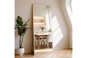 BONEWEI Full Length Mirror, 161x52cm Standing Mirrors, Rectangular Floor Mirror Gold Aluminum Frame, Large Full Body Mirror Standing Hanging or Leaning Against Wall for Bedroom Livingroom Dressingroom