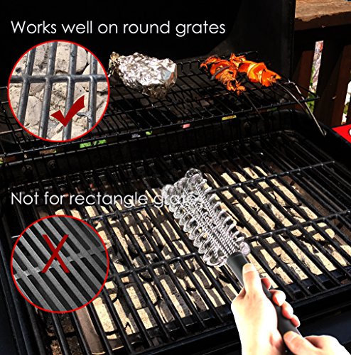 GAINWELL spiralförmige Grillbürste aus sicherem Metall – 3 Bürsten in 1 - 2