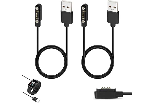 2 st laddningskabel för Smartwatch 4 stift 7,62 mm, universell USB-magnetisk laddare, kontaktavståndsladdare, säker snabbladdning, kompatibel med Smartwatch och Fitness Tracker