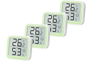NOKLEAD Termometro Misuratore di umidità Interno Mini igrometro Monitor Dispositivo di misurazione della temperatura ambiente con icona facciale Indicatore di comfort Interruttore ℃/℉ per ufficio