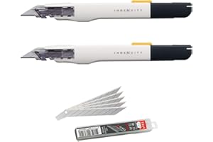 PRACTICTOOLS SDI - Pack 2 Unidades Cutter Profesional de Alta Precisión SDI Ingenuity con 10 Cuchillas de Recambio Acero SK2+Cr