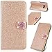Produktbild Magnetverschluss Bookstyle für Samsung A6 2018,Diamond Sparkle Funkeln Bling Glitter Glitzer Ledertasche Stand Funktion Kartenfach Slim Klassisch Modisch Flip Wallet Hülle Schutzhülle