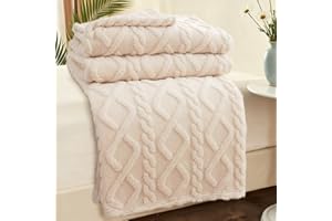 MIUUIPI Przytulny koc, puszysty, polarowy i wełniany, 200 x 230 cm, koc flauszowy, ciepły pluszowy koc na sofę, koc na kanapę, do dekoracji pokoju, jako prezent dla mamy, kobiet i przyjaciółki, beżowy