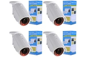 O&W SECURITY Caméra factice 4X avec objectif. Avec lumière LED rouge, parfaitement réelle pour montage mural et plafond, pour l'intérieur et l'extérieur