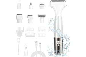VoliVeeta Bikini Trimmer Women, 8 in 1 USB Rechargeable Hair Remover Kit, Cordless Wet and Dry Electric Lady Shaver for Face Eyebrow Lip Chin Armpit Arm Leg Bikini, LED Intelligent Digital Display