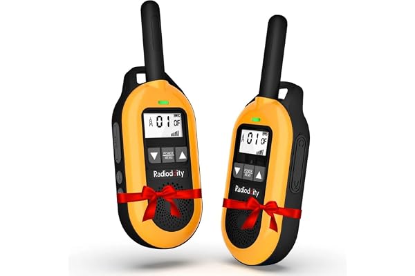 Radioddity PR-T2 PMR446 Talkie Walkie Enfants Longue Portée Professionnel VOX CTCSS/DCS avec Rechargeables 1500mAh Batteries, 16 Canaux, Écouteurs Micro pour Camper, Orange 2 Pièces