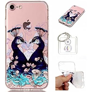 Hülle iPhone 8 / 7 (4,7 Zoll) Hülle,TPU Case Schutzhülle Silikon Case,Niedliche Cartoon Malerei Durchsichtige TPU Bumper Handy Tasche Case Cover Etui für iPhone 8 / 7 4,7 Zoll + Schlüsselanhänger (A)