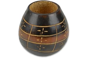 Delicatino - Azulejo Tallado - Argentinisches Mate-Trinkgefäß aus Kürbis 150-200 ml, Kürbis Tassen Set, Kürbis Becher, Yerba Mate Tee, Kürbis Tee, Bombilla nicht inklusiv