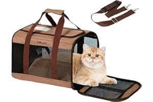 BELLA & PAL Katzentransportbox für Katzen und Welpen–Leichte faltabre Transporttasche Katze- Ausbruchsichere, Wasserdicht & Kratzfestem Netz, 42x28x28cm bis 7kg für Tierarzt/Auto/Flugzeug