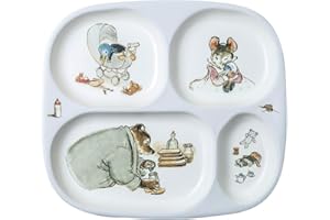 PETIT JOUR PARIS - Plateau à 4 Compartiments Ernest et Célestine -Ernest et Célestine- Pour Enfant 6Mois+ - Mélamine - Sans BPA - Lavable Au Lave-Vaisselle - 24 cm x 21 cm