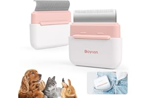 Brosse Peigne pour Chat Chien 2-en-1, Baytion Portable Massage et Deshedding Outil de Toilettage pour Poil Long Court pour Eliminer Efficacement jusqu'à 95% des poils morts