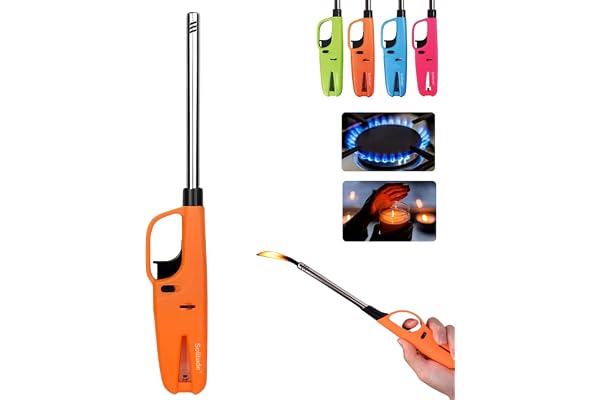 Solitude Refillable Gas Lighter for Kitchen & Home Use Multipurpose Lighter for Gas Stove, Diya, Candle, BBQ Grill, Bonfire & Camping Adjustable Flame with Child Lock Safety (Multicolor, 1 Piece)